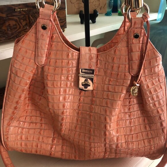 Brahmin Handbags - BEAUTIFUL BRAHMIN Elisa Satchel Shoulder Hobo Bag Rare Peach Color